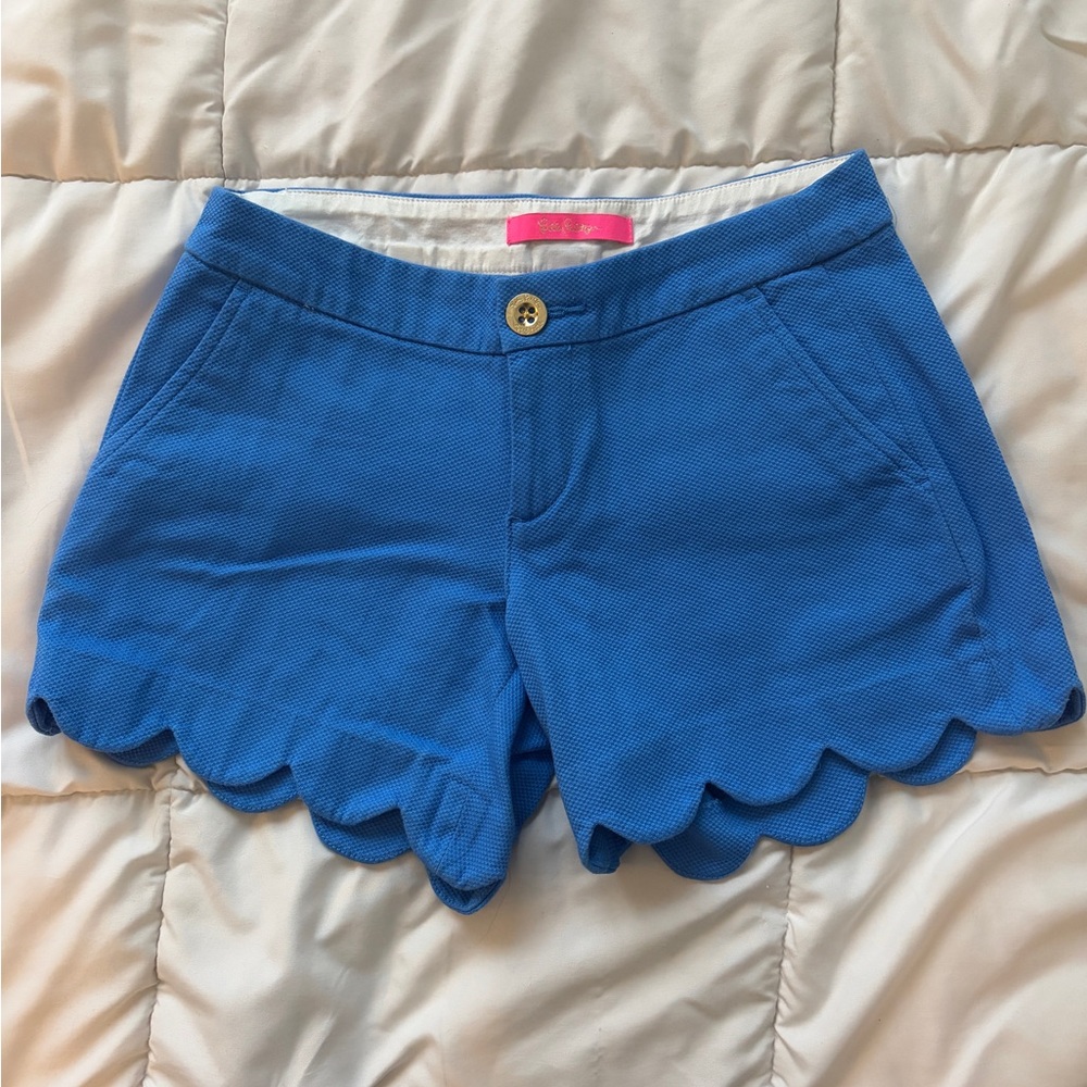 Lilly Pulitzer Blue Scalloped High Waist Shorts